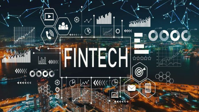 City skyline with fintech