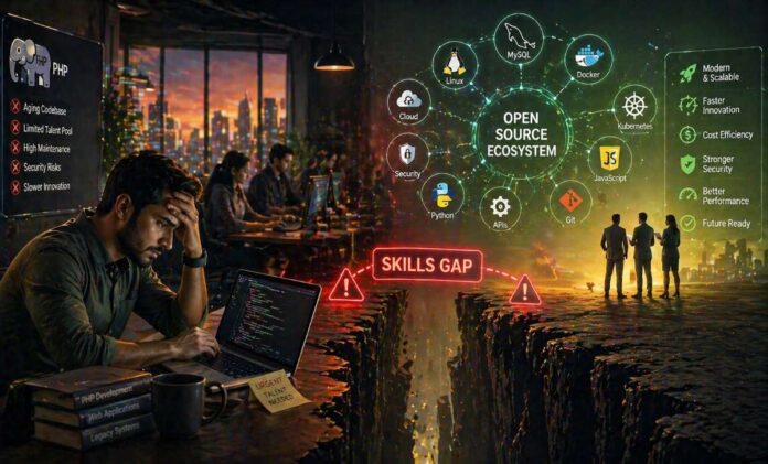 Developers facing a skills gap between legacy PHP systems and modern open-source technologies.