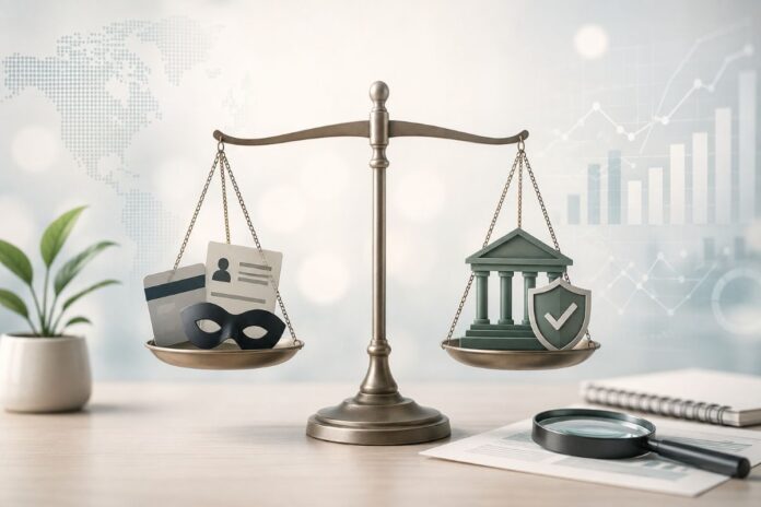 Scales balancing fraud and security measures